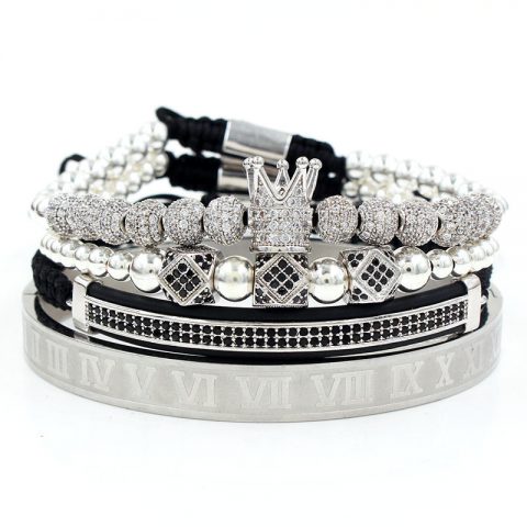 Royal Crown Bracelet Set (Silver)