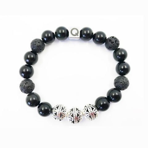 The Triad Bracelet Obsidian Rock Soul Beads