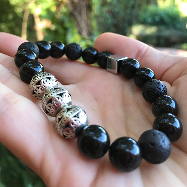 The Triad Bracelet Obsidian Rock Soul Beads - QUISENZ