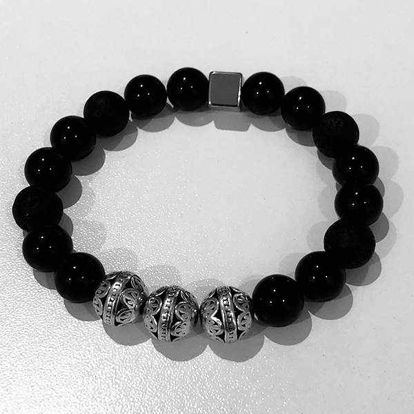 The Triad Bracelet Obsidian Rock Soul Beads - QUISENZ