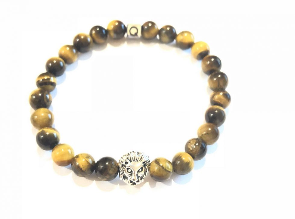 Tiger Eye Stone Beads Lion Head Bracelet