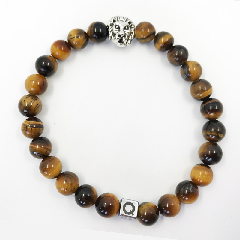 Tiger Eye Stone Beads Lion Head Bracelet - QUISENZ